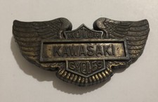 VINTAGE 1970s KAWASAKI MOTORCYCLES COMMEMORATIVE BRASSTONE BELT BUCKLE