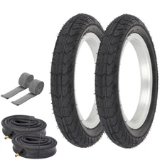 PRO+ BICYCLE 12" 1/2" x 2 1/4" BLACK SLICK II SMOOTH TIRES W/ HEAVYDUTY TUBES.