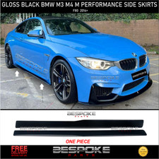 FOR BMW M3 M4 F80 F82 SIDE SKIRTS EXTENSION FIT BLADE LIP GLOSS BLACK 2013-2018