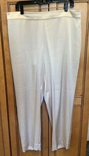 St. John Emma Pants Womens 14 Beige Satin Side Zip Wide Leg Trousers