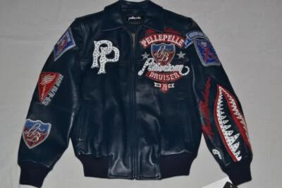 Pelle Homme Veste Cuir Marine Limité Américain Costaud Toutes les Tailles Neuf - Photo 1/4