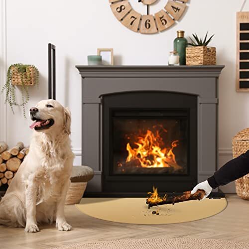 Fireproof Fireplace Mat 24×42Inch Half Round Hearth Rug Protects Floors from ... - Picture 2 of 7