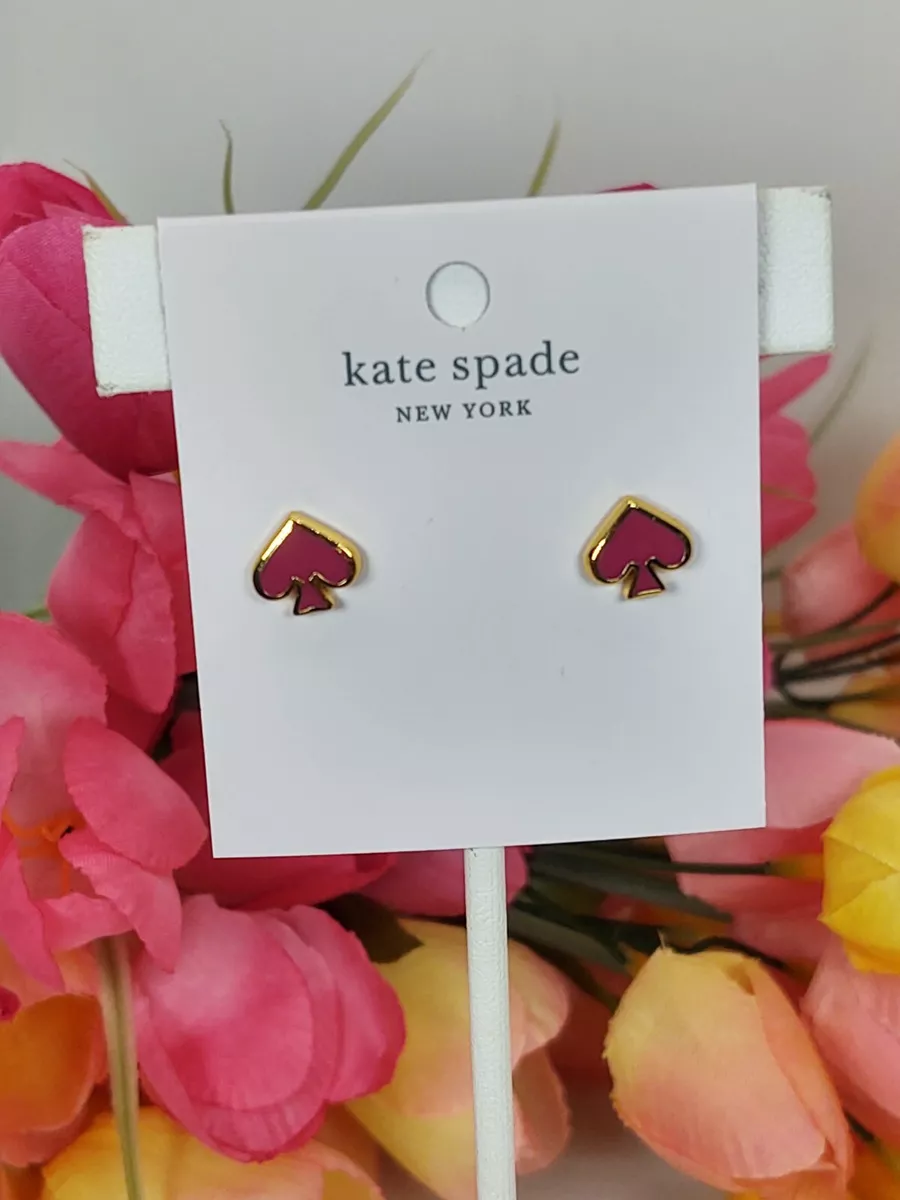 Kate Spade Everyday Spade Enamel Stud Earrings Bright Rose Gold