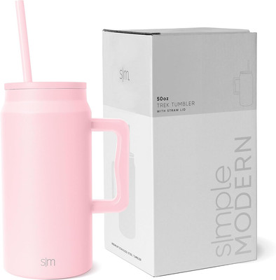 Simple Modern Becher Mit Griff Und Trinkhalm | Großer Isolierter Edelstahlwasser