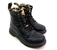 Dr Martens 1460 Serena Leo Toddler Girls Sz 11 Black Leather Leopard Ankle Boots