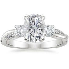 3.98ct Simulated Diamond Engagement Ring White Gold Plated Trilogy Twist Shank