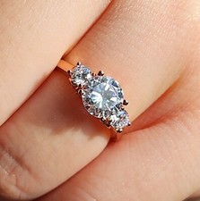 Sterling Silver Rose Gold Plated Cubic Zirconia Ring Gift for Her Size 7