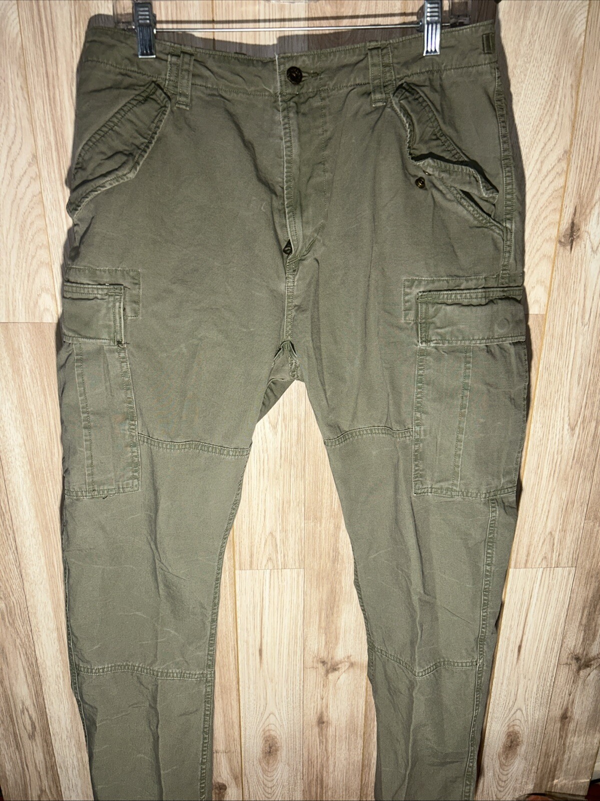 POLO RALPH LAUREN Men's 33x30 Slim Fit Green Canvas Cotton Utility Cargo Pant