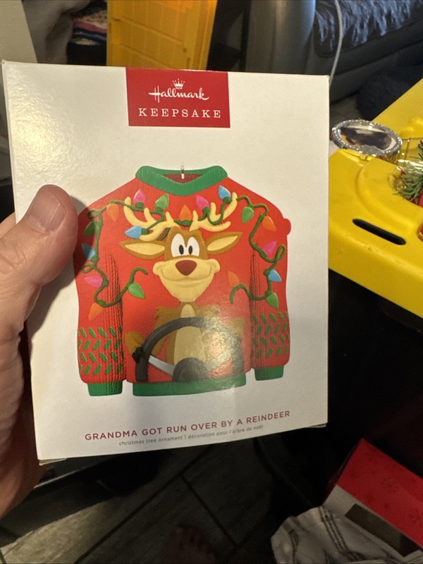 Hallmark Grandma Got Run Over By A Reindeer Ornament Light & Sound 2022