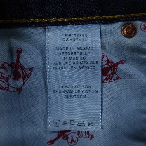 Jeans True Religion uomo 35x32 lavaggio scuro gamba dritta patta tasca design denim - Foto 12 di 14