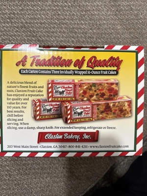 Claxton Fruit Cake 3-16 oz. REGULAR - Holiday Pack - Shipped From Claxton, GA