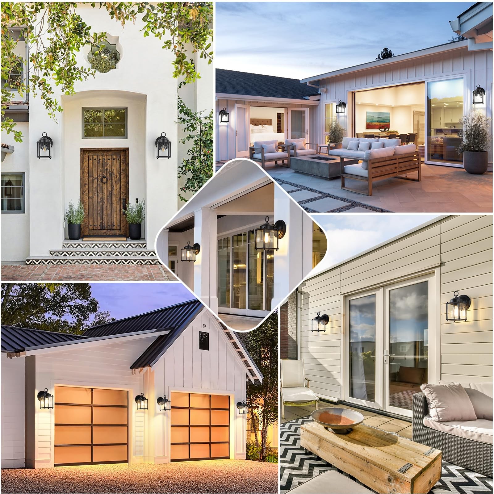 2 Pack Outdoor Porch Wall Lantern Exterior Waterproof Wall Sconce Light Fixture