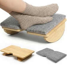 Bamboo Under Desk Foot Rest with Washable Cushion,Foldable Ergonomic Foot Sto...