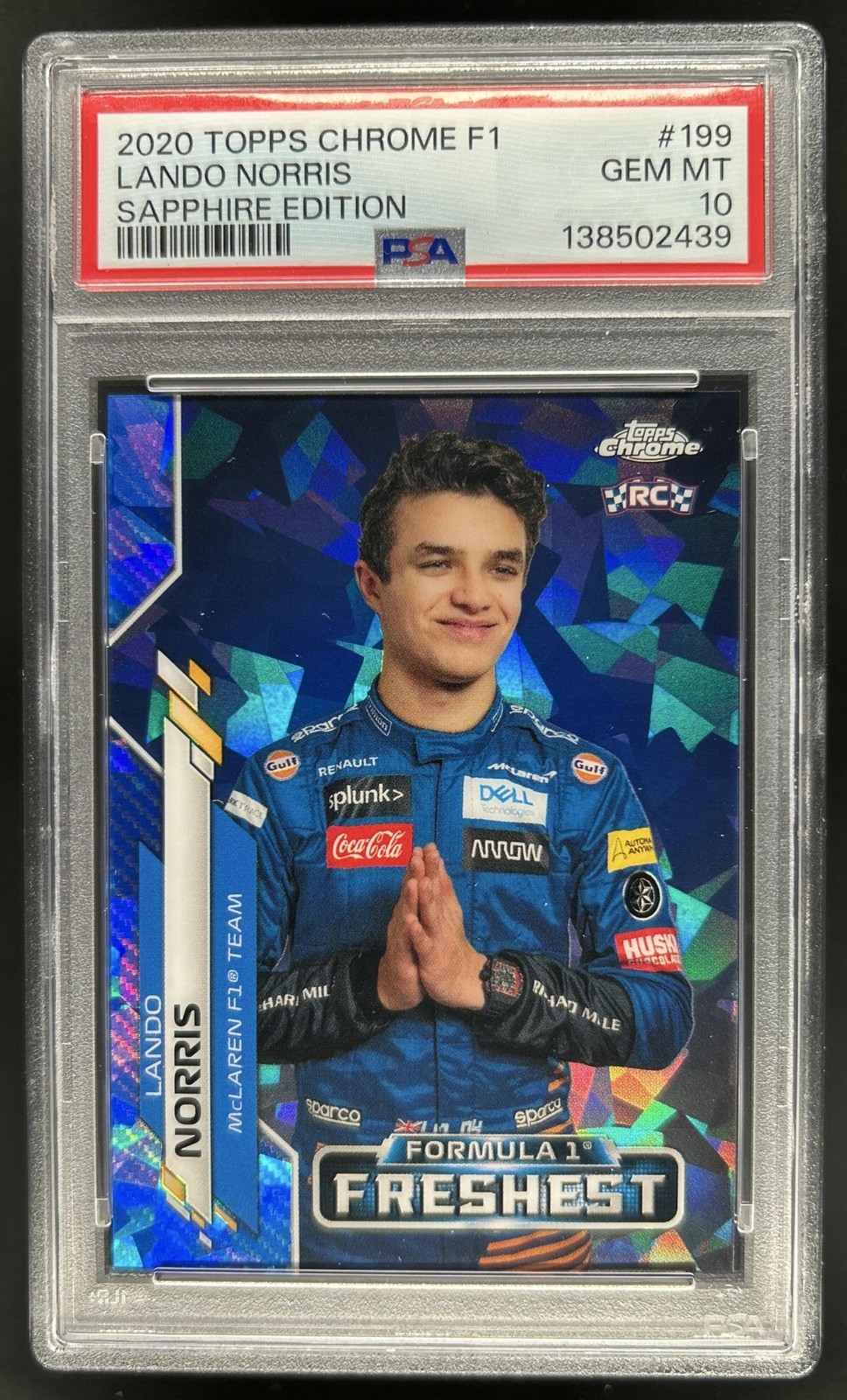 2020 Topps Chrome Sapphire F1 Lando Norris Rookie RC #199 PSA 10 GEM MINT view 1