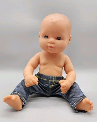 Miniland 31031 Babypuppe Junge 32 cm mit Hose fester Körper Puppe Jungenpuppe