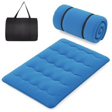 Full Futon Mattress Japanese Floor Sleeping Pad Washable Cover Carry Bag Blue