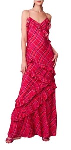 rialto silk tartan dress Ellietta Tartan Ruffle Maxi Dress for Women in Cherry Jubilee, Size: 0, by LoveShackFancy