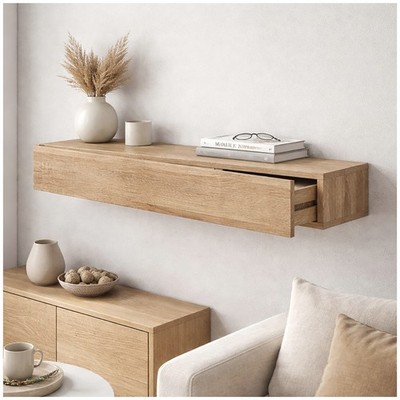 Wandregal mit Schublade 80 cm Sonoma Modernes Schweberegal HTI-Living