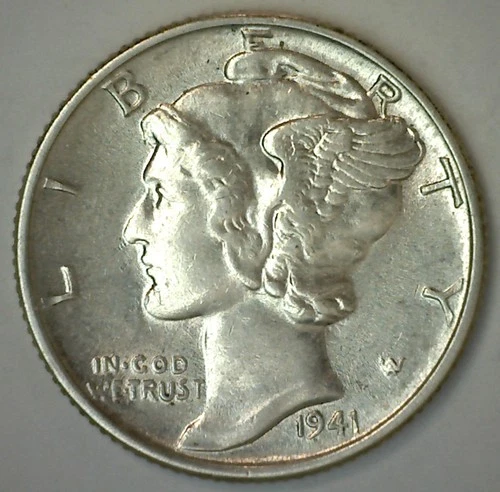 1941 Mercury Dime Silver Uncirculated 10c US Ten Cents Coin