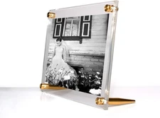 Wexel Art 5x7" Clear UV Grade Acrylic Float Picture Frame Display Gold Art/Photo