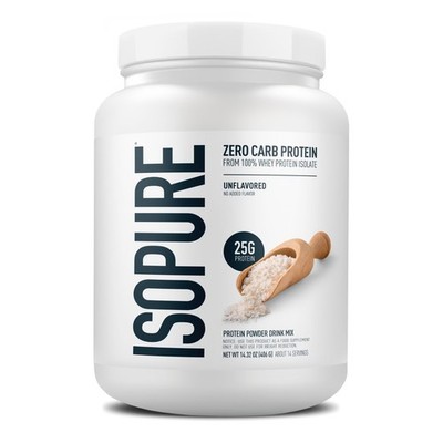 Isopure Zero Carb 100% Pure Whey Isolate Protein Powder, Unflavored, 25g Protein