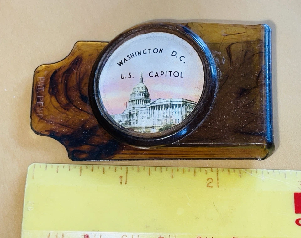 Clipe de dinheiro lembrança cor concha de tartaruga Washington DC por volta de 1960 LEIA vintage - Imagem 4 de 4
