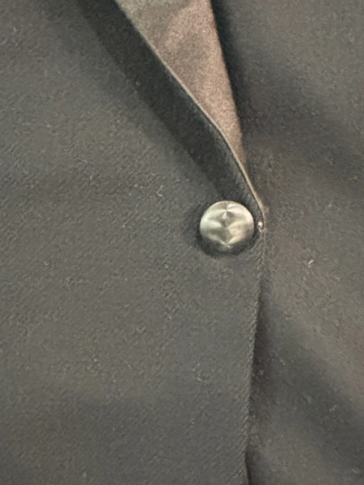 VTG 1930s Black Tuxedo Jacket 36S Dinner Evening USA Flannel Wool Satin Mens - Image 3 of 4