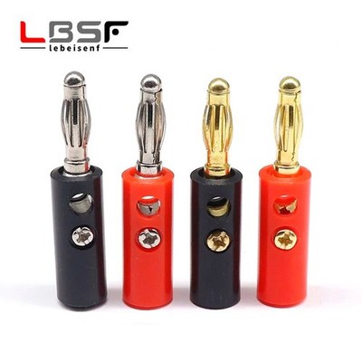 10Pcs Gold Plated Banana Plugs Audio Jack Speaker Wire Cable Screw Connector 4mm
