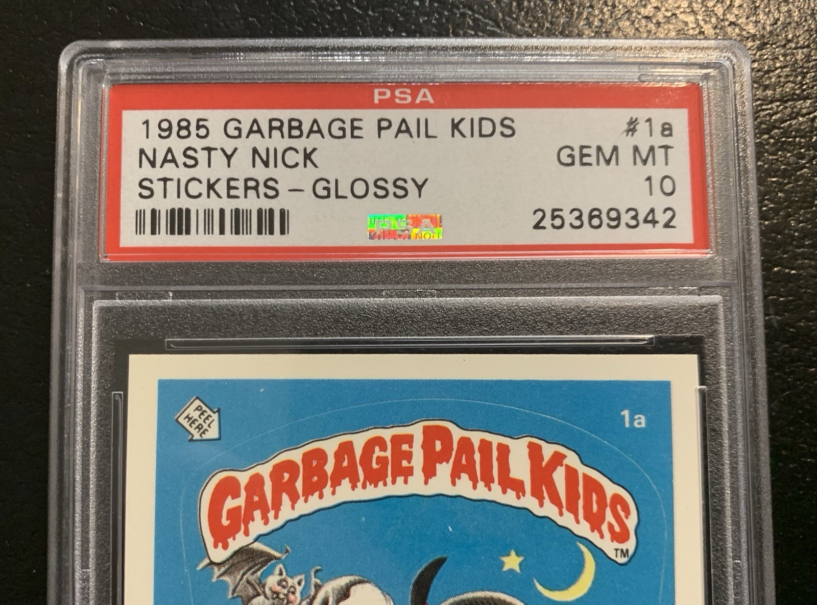 1985 Garbage Pail Kids OS1 Nasty Nick 1a PSA 10 GEM MINT-RARE GLOSSY CARD!! TWT view 4