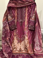 Women  s Soft Cotton Kurti Indian Pakistani Dress w/ Scarf Size 41/42 3pcs