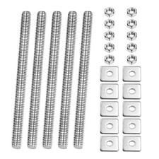 5 Pcs Fully Threaded Rod, M6 x 80mm Thread Bar Studs with Nuts, Square Washer