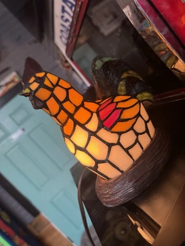 Vintage Tiffany Style Stained Glass Rooster Lamp – Farmhouse