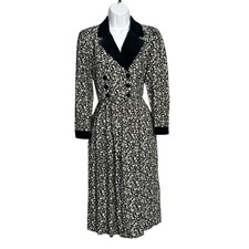 Vintage Petite Lanz Double BreastedVelvet Lapel Midi Dress Cottagecore