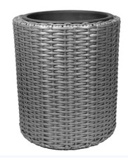 Pot rond plastique Verve Iraklia Effet rotin Ø35 x h.40 cm Neuf 