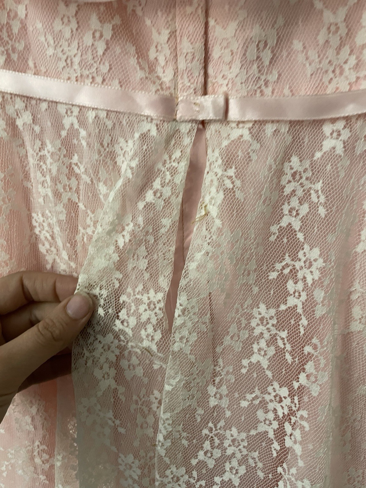 Vintage 70s Lorrie Deb San Francisco Pink Lace Prairie Wedding Dress Gown maxi 