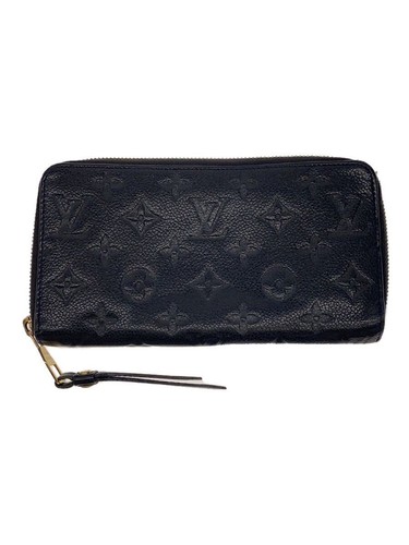 Louis Vuitton Long Wallet Zippy Monogram Empreinte BLK Cowhide Women Used