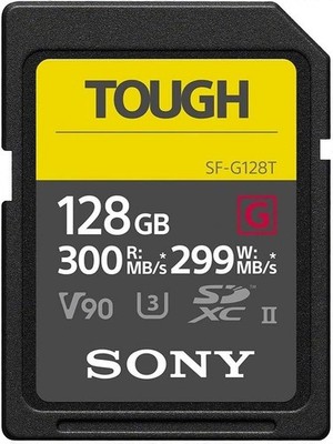 Sony 128GB SDXC Card TOUGH SF-G128T UHS-II 4K V90 300MB/s Read 299MB/s Write SD
