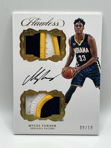 2016 Panini Flawless Dual Patch Auto Gold Myles Turner #9/10 Indiana Pacers