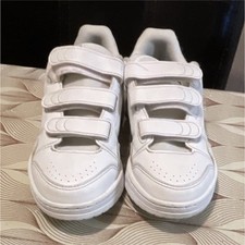 adidas Unisex Kids Low Top Sneakers White Hook Loop Strap Logo Accent