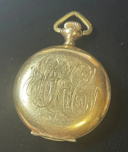 Antique ELGIN Pocket Watch with 3 Diamonds marked 14k, it works!
