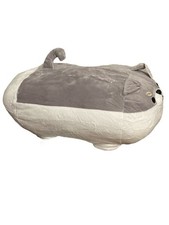 Gray and White Plush Dog Pillow Stuffed Animal Toy for Kids Ages 3 and Up