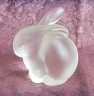 Fenton Satin Glass Bunny Rabbit Figurine / Paperweight 3.25" One Ear Up - Easter