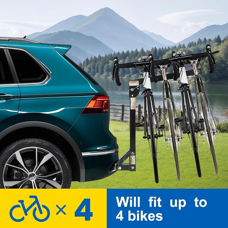 Convenient 4-Bike Hitch Rack - 150 lb Load, Easy Installation ...