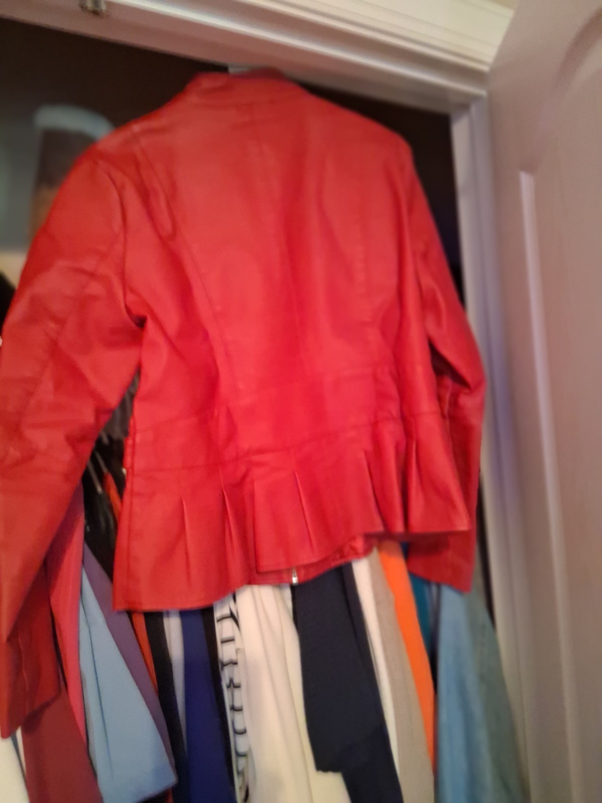 Baccini Red Full Zip Collared Pleated Women's Mid… - image 2