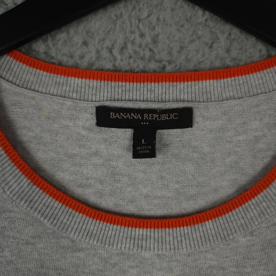 Banana Republic Sweater Womens Large Gray Orange Embroidered Ciao! Italy Preppy - Image 3 of 4
