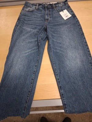 KBB by Kahlana Women's Dark Wash Mid-Rise Barrel Leg Jeans Size 4 NWT