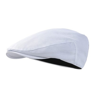 Men's Cotton Ivy Gatsby Newsboy Hat Summer Driving Scally Cap Thin White 7 1/4