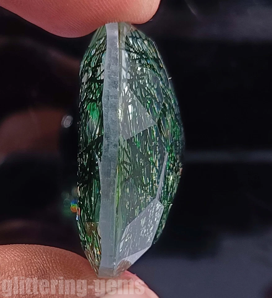 109 Ct Green Rutilated Quartz Round Cut 35x14mm IGL Certified Natural Gems 5ADX - Image 4 of 4