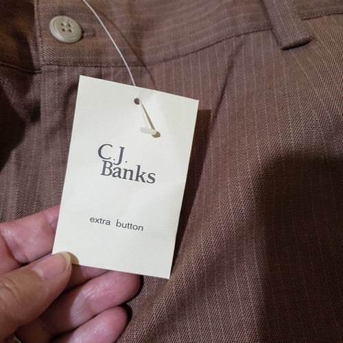 CJ Banks NWT Brown Pinstripe Cotton/Spandex Stretch Capri 20W Elastic Back Waist - Picture 4 of 11