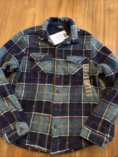 Member  s Mark Sherpa Lined Boys Shacket XL 14/16 NWT Blue  Green Plaid